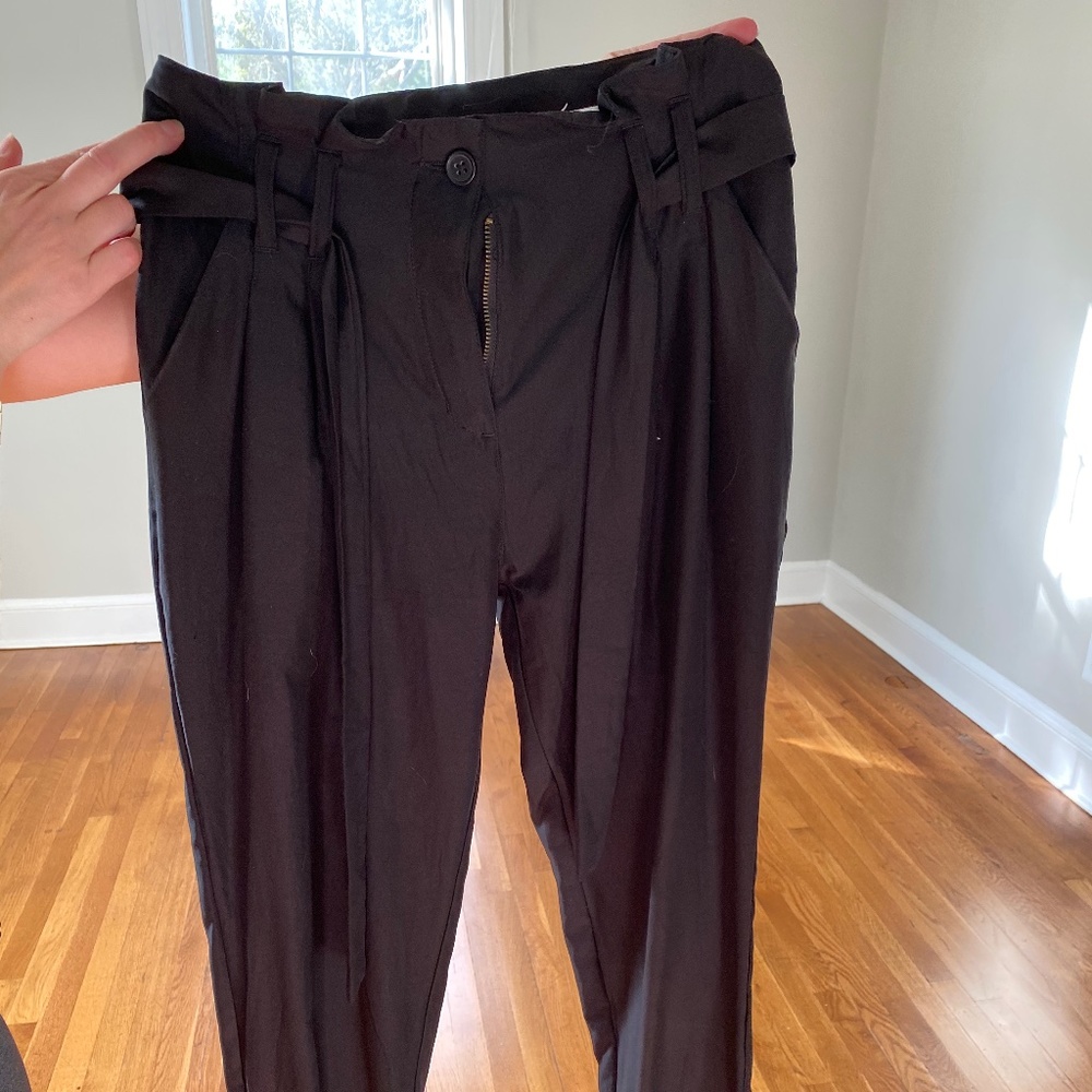 Black High-Waisted Paper Back Pants